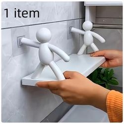 TEMU Modern Wall-mounted Storage Shelf With Figures For Razors & Brushes, Kitchen Or Bathroom Organizer