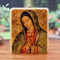 Miraculous Guadalupe,'Handmade Traditional Our Lady of Guadalupe Decoupage Plaque'