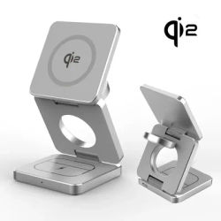 Qi2 3 en 1 15W chargeur sans fil magnétique pour Iphone 16 15 14 13 charge rapide pliant pour Apple Watch Airpods chargeur sans fil