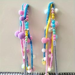 TEMU Plush Cat Teaser Wand With Long Stick And Balls, Interactive Toy For Teeth Grinding And Exercise