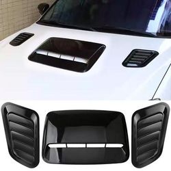 TEMU 3pcs Universal Car Side Hood Scoop Bonnet Air Flow Intake Vent Decor Cover Outlet Tuning Hood Auto Exterior Quanlity Abs Accessory