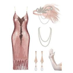 Anni Ruggenti Anni 1920 Lunghezza al ginocchio Abito Flapper Abiti Abito da cocktail Senza maniche Il grande Gatsby Ragazza Flapper Invitato al matrimonio Paillettes Frange Scollo a V Costume Per