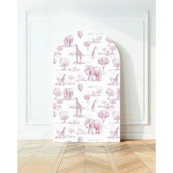 Mehofond Custom 2-Sided Safari Elegant Pink Toile De Jouy Girl Birthday Party Baby Shower Cover Chiara Arch Decor Backdrop Photo