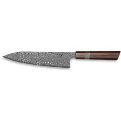 Xin Cutlery 14.25in Acid Etched Japanese Style Chef's Knife 14.25in Overall 9in Acid Etched Damascus Steel Blade Rosewood/Buffalo Horn/Nickel Silver
