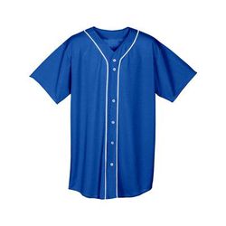 A4 NB4184 Athletic Youth Short Sleeve Full Button Baseball Jersey T-Shirt in Royal Blue size Medium | Polyester Blend A4NB4184