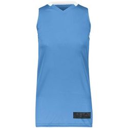 Augusta Sportswear 1732 Athletic Women's Step-Back Basketball Jersey T-Shirt in Columbia Blue/White size 2XL | Polyester