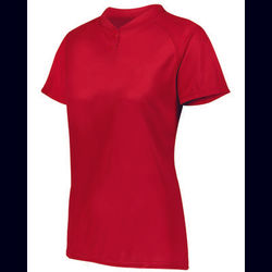 Augusta Sportswear AG1567 Athletic Women's Attain Wicking Two-Button Softball Jersey T-Shirt in Red size Small | Polyester 1567
