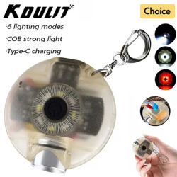 Mini Keychain Flashlight Pocket Key Torch USB Rechargeable Multi-function Waterproof Fluorescent Magnetic Warning Camping Lamp