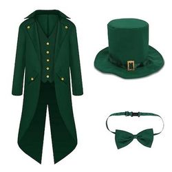 Costume di Carnevale Abiti Frac Elfo Irlandese Retrò Vintage Medievale Rinascimento Adulti Per uomo Natale Carnevale Giorno di San Patrizio Feste Performance Costumi di Halloween facili Vestirsi