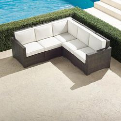 Small Palermo 5-pc. Modular Set in Bronze Wicker - Standard, Resort Stripe Black - Frontgate