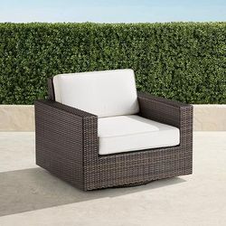 Palermo Swivel Lounge Chair in Bronze Wicker - Standard, Vista Boucle Seasalt - Frontgate