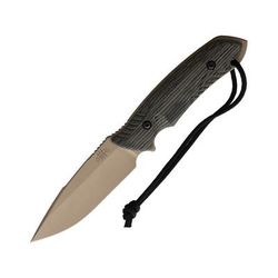 Attleboro Knives The Attleboro Fixed Blade Knife 9.75in Overall 4.5in S35VN Coyote Brown Cerakote Plain Drop Point Blade Black Canvas Micarta Handle