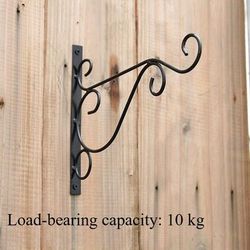 TEMU Versatile Heavy-duty Metal Wall Hooks - Rustproof Black Brackets For Garden Baskets, Lanterns, Flower Pots & More - Indoor/outdoor Use With Screws Included