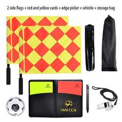 TEMU 1 Set Football Referee Team, Flag, Red And Yellow Cards, Stainless Steel Referee Whistle, Selector, And Match Referee Training Tools