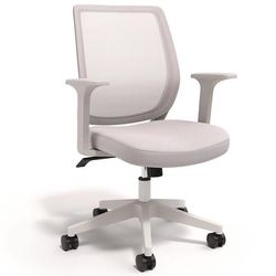 Alera Wessex Ergonomic Fabric Mesh Swivel Task Chair, Supports Up to 275 lb, 17.09 to 20.83 Seat Height, Gray Seat/Back, White Base (ALEWX42BME47)