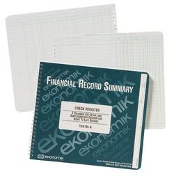 Ekonomik Systems Wirebound Check Register Accounting System, 8 3/4 x 10, 40-Page Book