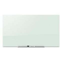 Quartet® G3922IMW InvisaMount Magnetic Glass Marker Board, Frameless, 39" x 22", White Surface