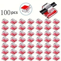 TEMU 100pcs Outdoor Cable Clip With Tape, Lamp Clip, Decorative Clip, Self-adhesive Hook, Fairy Lamp Wire Rack, Small, Transparent