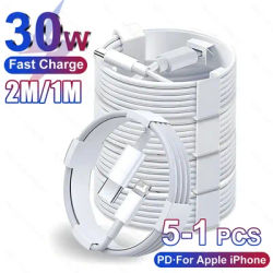 5-1pcs 30W Fast Charging Cable For Apple iPhone 13 12 11 14 Pro Max Mini USB C Cable For X XR XS MAX