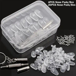 Naselli per occhiali, kit di sostituzione naselli per occhiali, 4/20 pezzi/scatola di naselli in morbido silicone con cacciavite per occhiali