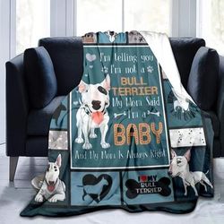 TEMU Bull Terrier Terrier Dog Lover Flannel Blanket - , Lightweight Polyester, Ideal For Nap & Air Conditioning, Perfect Gift For Pet Enthusiasts, Decor| Texture, Dog