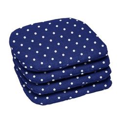 BH Outdoor Performance Set of 4 Stacking Chair Pads by BrylaneHome in Evening Blue Dot Patio Cushion