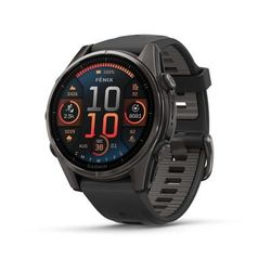 Garmin fenix 8 AMOLED 43mm GPS Watch Sapphire Carbon Gray DLC Titanium with Black/Pebble Gray Silicone 010-02903-20