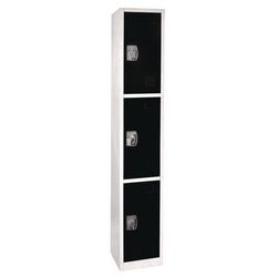 AdirOffice Steel Storage Locker, 3 Compartment, 12 x 12 x 72, Black (ALHI629203BLK)