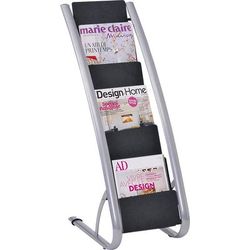ALBA DDEXPO6 Literature Floor Rack, 6 Pocket, 13.33w x 19.67d x 36.67h, Silver Gray/Black ABADDEXPO6