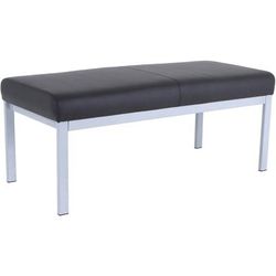 Lorell 66999 Healthcare Seating Guest Bench, Silver Powder Coated Steel Frame, Black, Vinyl, 44.6" x 20.3" Depth x 18.9" Height, 1 Each