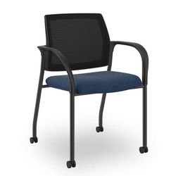 Hon IS107IMAPX13 Ignition Series Guest Chair with Arms, 25" x 21.75" x 33.5", Navy Seat, Black Back, Black Base