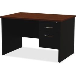 Lorell 79147 Right Pedestal Desk, 30" x 448", Black/Walnut LLR79147