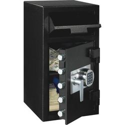 Sentry DH-134E Depository Safe, 5 Live-Locking Bolts,14"x15-3/5"x27", BK SENDH134E