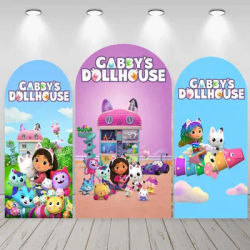 Custom Arch Backdrop Gabby Dollhouse Theme Princess Girl Birthday Party Decor Cover Baby Shower Photograph Background Booth Prop