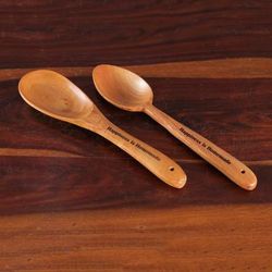 Happiness is Homemade,'Fair Trade Handmade Polished Neem Wood Serving Utensil Set'