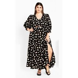 Plus Size Women's Jolene Print Maxi Dress - black by City Chic in Black (Size 14 W)