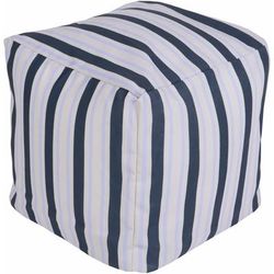 Nieuwoord 18"H x 18"W x 18"D Traditional Navy/Light Gray/Pale Blue Outdoor Pouf - Boutique Rugs