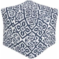 Teluknaga 18"H x 18"W x 18"D Traditional Navy/Blush Outdoor Pouf - Boutique Rugs