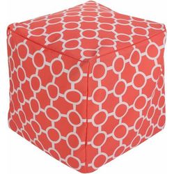 Marktzeuln 18"H x 18"W x 18"D Coastal Coral/Light Gray Outdoor Pouf - Boutique Rugs