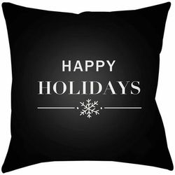 Caningay 16" Square Modern Pillow plush Onyx Black/White Tonal/Neutral/Gray/Nickel/Jet Black/Light Silver/Black/Onyx Outdoor Throw Pillow - Boutique Rugs