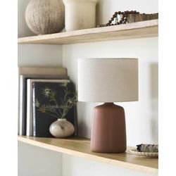 Chiquimula 16"H x 10"W x 10"D Modern Brick Red/Beige/White/Translucent Table Lamp - Boutique Rugs