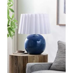 Muromtsevo 20"H x 19"W x 19"D Traditional Blue/White/Metallic - Brass/Translucent Table Lamp - Boutique Rugs