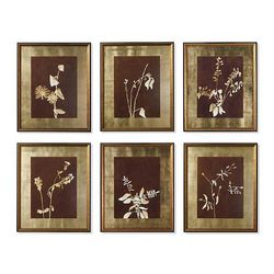 Sepia Gold Leaf Floral Prints - Print III - Frontgate