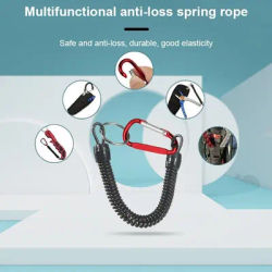 Fishing Lanyards 3pcs 22cm Retractable Coiled Tether with Carabiner TPU Boating Fishing Rope Retention Rope Fishing Tools Tackle