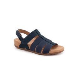 Women's Burnaby Adjustable Strap Sandal by SoftWalk in Navy Nubuck (Size 7 1/2 M)