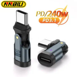 NNBILI 540 Rotation PD240W USB3.1 USBC to Type C OTG Adapter 5A Fast Charge Cable Converter for iPhone 16 MacBook Samsung Xiaomi