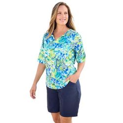 Plus Size Women's Three-Quarter Sleeve Swim Tee by Swim 365 in Royal Copacabana (Size 14/16) Rash Guard