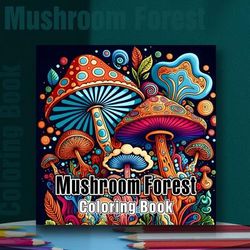 TEMU [1pc Mushroom Forest Coloring Book] 1pc Mushroom Forest Coloring Book For Adults And Teens - Relaxing Coloring Pages With Magical Mushrooms, And - Drawing Book