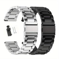 TEMU 2pcs 20mm 22mm Stainless Steel Watch Band For Smartwatch, Quick Release, Compatible With Galaxy Watch 7/fe/6/5pro/4/ Bracelet For Gts-gtr-4-3-2e-mini, For Honor Watch Band Bracelet Strap
