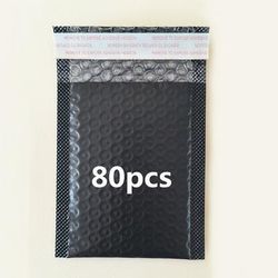 TEMU 80pcs Black Bubble Mailers 4.33x6.69/7.47in - Pe Material, Waterproof & Shockproof, Ideal For Small Gifts & Jewelry Packaging
